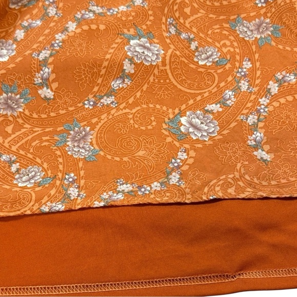 Entro Cara Babydoll Dress Size M Orange Floral Ruffle Sleeve Boho Summer Dress - Picture 7 of 7